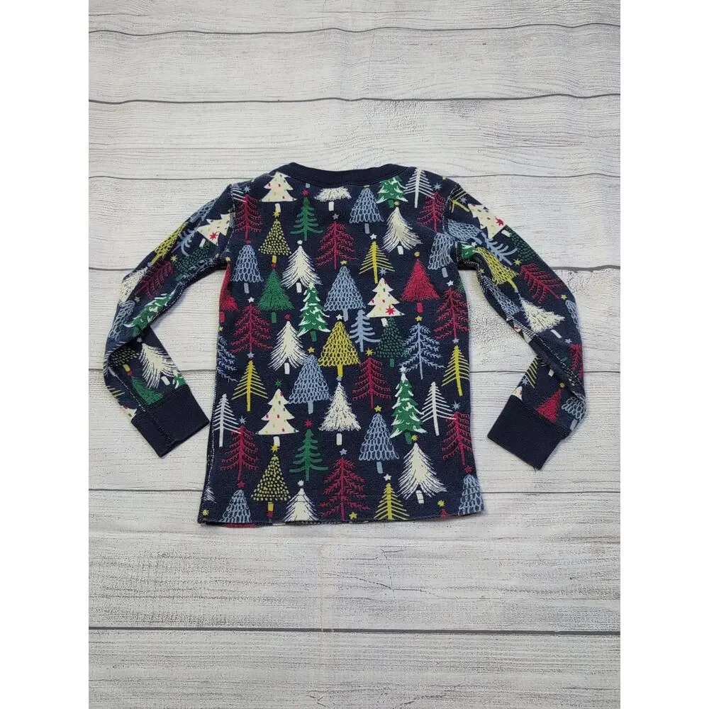 4 Hanna Andersson Twinkly Trees Long John Pajamas